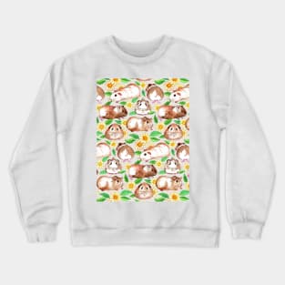 Guinea Pigs and Daisies in Watercolor Crewneck Sweatshirt